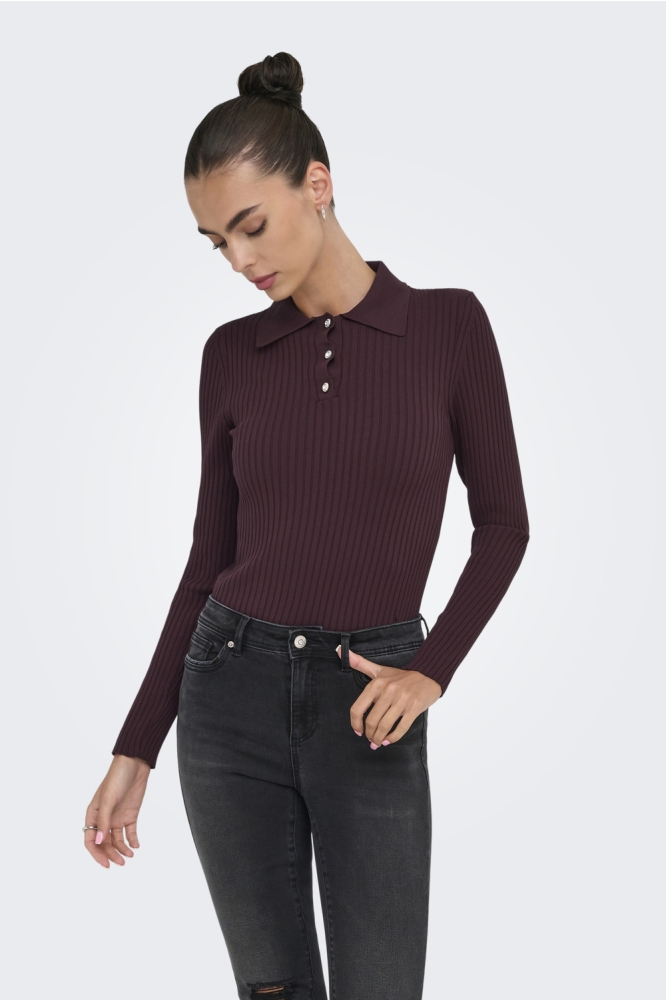 ONLELISA L/S RIB POLO RP KNT 15355354 WINETASTING
